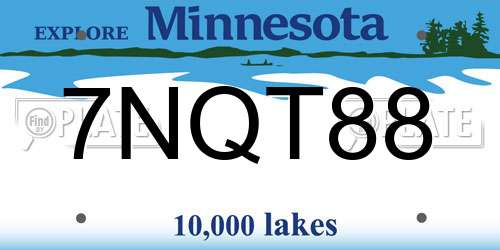 7NQT88 Minnesota License Plate