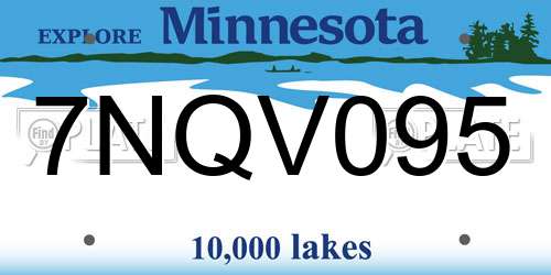 7NQV095 Minnesota License Plate