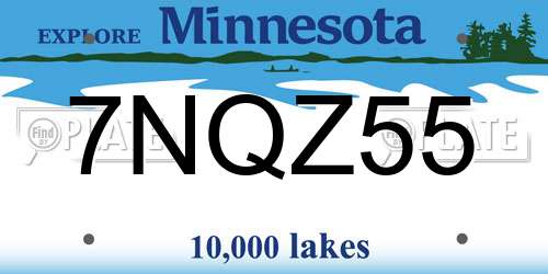 7NQZ55 Minnesota License Plate