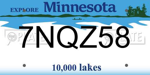 7NQZ58 Minnesota License Plate