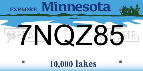 7NQZ85 Minnesota License Plate