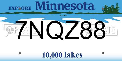 7NQZ88 Minnesota License Plate