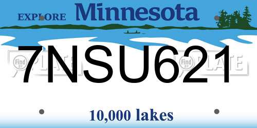 7NSU621 Minnesota License Plate