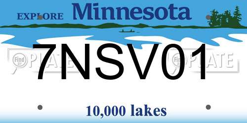 7NSV01 Minnesota License Plate