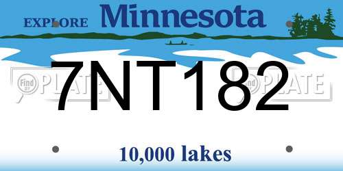 7NT182 Minnesota License Plate