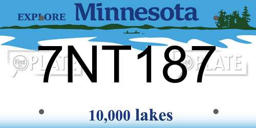 7NT187 Minnesota License Plate