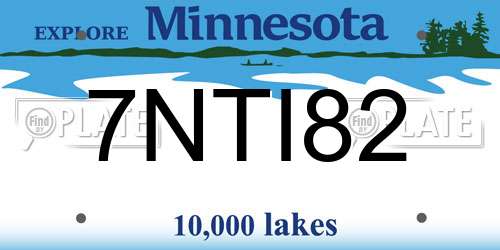 7NTI82 Minnesota License Plate