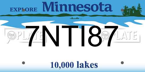 7NTI87 Minnesota License Plate