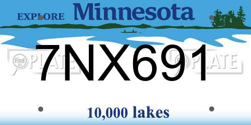 7NX691 Minnesota License Plate