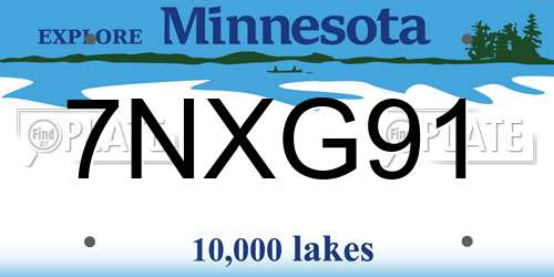 7NXG91 Minnesota License Plate