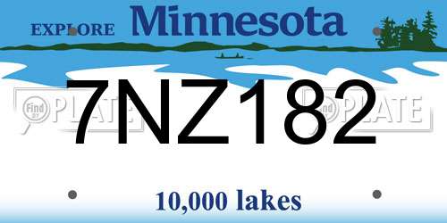 7NZ182 Minnesota License Plate