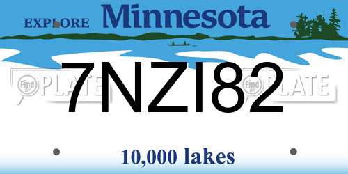 7NZI82 Minnesota License Plate