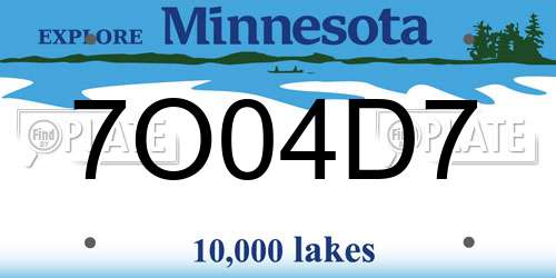 7O04D7 Minnesota License Plate