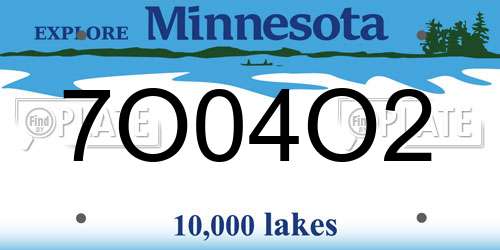 7O04O2 Minnesota License Plate