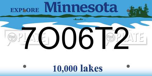 7O06T2 Minnesota License Plate