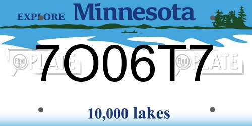 7O06T7 Minnesota License Plate