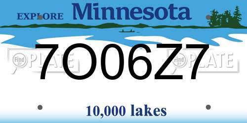 7O06Z7 Minnesota License Plate