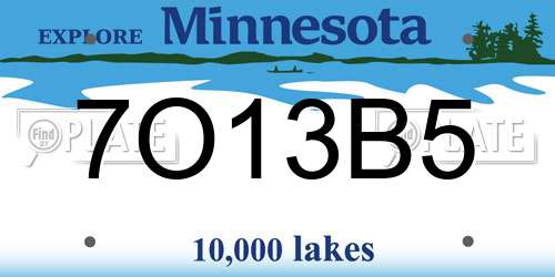 7O13B5 Minnesota License Plate
