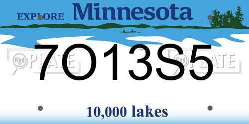7O13S5 Minnesota License Plate