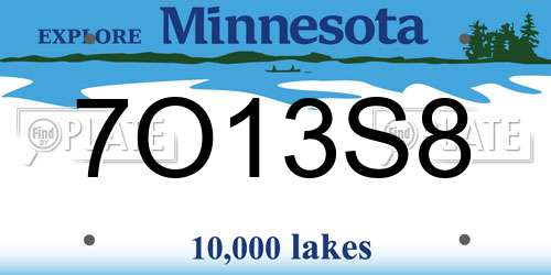 7O13S8 Minnesota License Plate