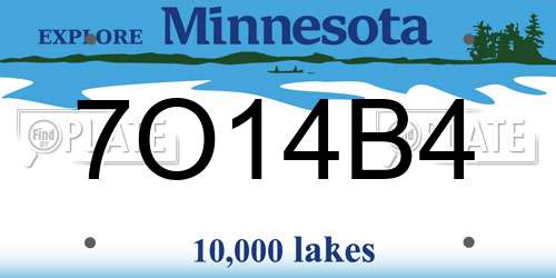 7O14B4 Minnesota License Plate