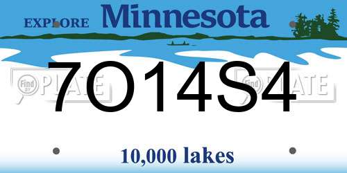 7O14S4 Minnesota License Plate