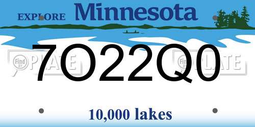 7O22Q0 Minnesota License Plate
