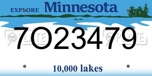 7O23479 Minnesota License Plate