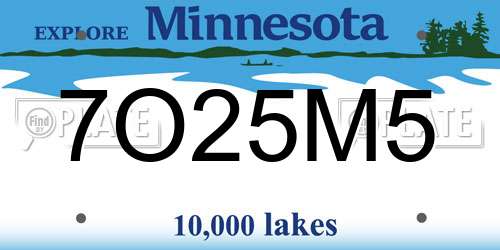 7O25M5 Minnesota License Plate