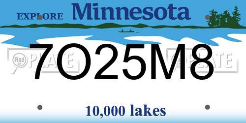 7O25M8 Minnesota License Plate