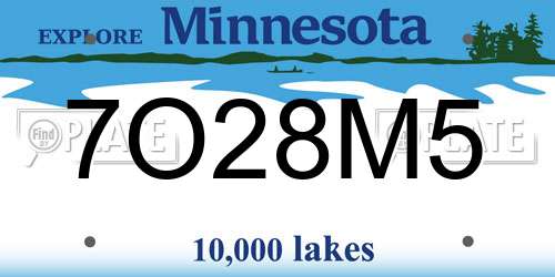 7O28M5 Minnesota License Plate