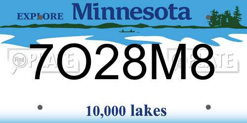 7O28M8 Minnesota License Plate