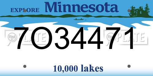 7O34471 Minnesota License Plate