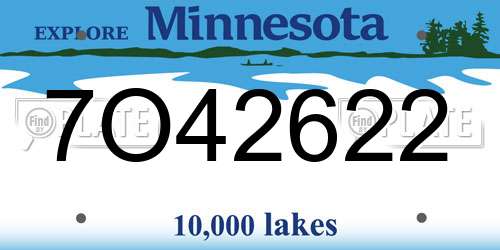 7O42622 Minnesota License Plate