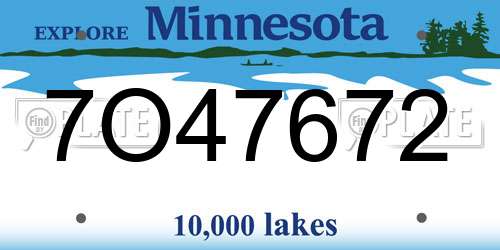 7O47672 Minnesota License Plate