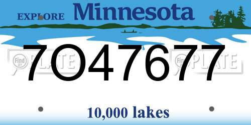 7O47677 Minnesota License Plate