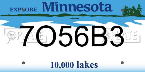 7O56B3 Minnesota License Plate