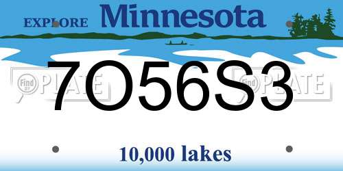 7O56S3 Minnesota License Plate