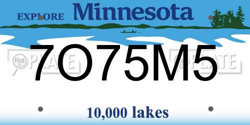 7O75M5 Minnesota License Plate
