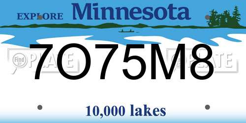 7O75M8 Minnesota License Plate
