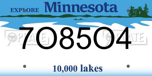 7O85O4 Minnesota License Plate