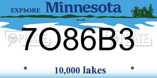 7O86B3 Minnesota License Plate