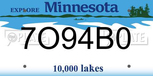 7O94B0 Minnesota License Plate