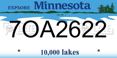 7OA2622 Minnesota License Plate