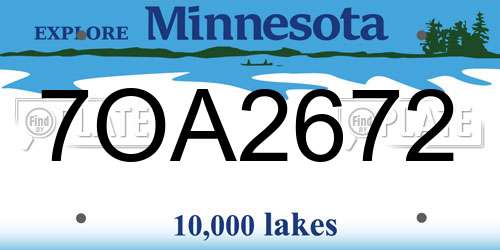 7OA2672 Minnesota License Plate