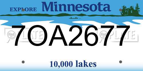 7OA2677 Minnesota License Plate
