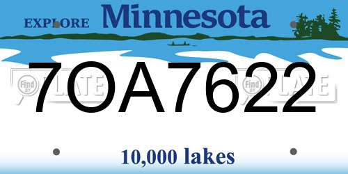 7OA7622 Minnesota License Plate