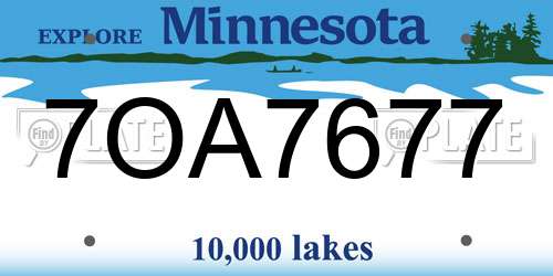 7OA7677 Minnesota License Plate