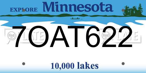 7OAT622 Minnesota License Plate