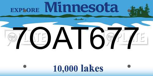 7OAT677 Minnesota License Plate